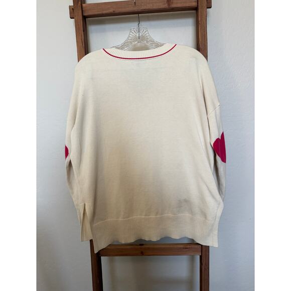 Studio Park | Women's Top Sweater | V-Neck Heart Sleeve | White | Size Small - Picture 3 of 4
